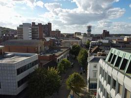 Luton City of England UK. Aerial View of Central City from Railway Station and Bedfordshire University Campus. The High Angle View was captured on 02nd August 2022 on a hot sunny day photo