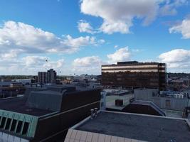 Luton City of England UK. Aerial View of Central City from Railway Station and Bedfordshire University Campus. The High Angle View was captured on 02nd August 2022 on a hot sunny day photo