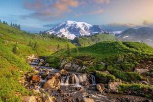 Landscape of Mount Rainier National Park in USA photo