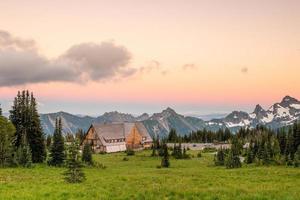Landscape of Mount Rainier National Park in USA photo