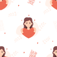 Seamless pattern with cute girl png