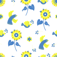 modèle sans couture avec oiseau et tournesol png