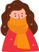 frozen winter girl  in warm scarf png