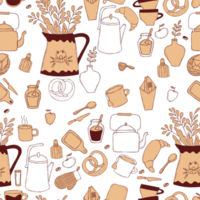 Seamless pattern with kitchen items png