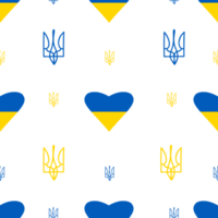 ukrainska sömlös mönster. ukrainska symbol och gulblå hjärta png