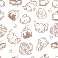 Seamless pattern with croissant and sweets png