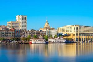 Riverfront of downtown Savannah in Georgia photo