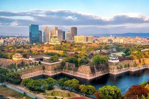 Skyline of Osaka city in Japan photo