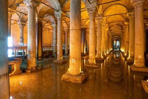 Pillars inside Basilica Cistern in Istanbul photo