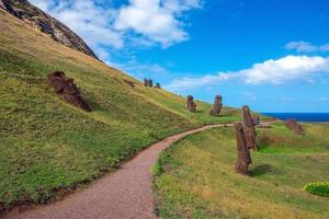 The ancient moai on Easter Island  of Chile photo