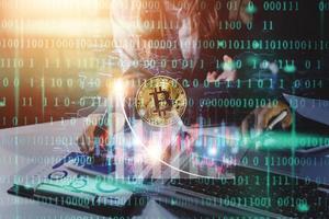 Business team meeting to conference, collaboration discussing working analyzing with financial data and marketing business strategy project, presentation and brainstorming to making profit of company photo