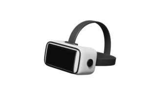 3d virtual reality glasses, helmet isolated on blue png