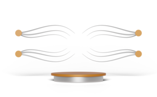 3d oranje podium leeg met meetkundig vormen geïsoleerd png