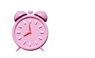 3d cartoon character alarm clock wake up time morning with space isolated. concept 3d render illustration png