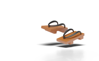 3d brown japanese wooden shoes isolated png