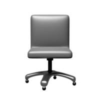 Chaise de bureau noire 3d avec vue de face isolée. concept minimal, illustration de rendu 3d png