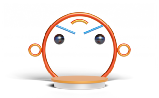 3d Orange podium empty with face geometric shapes isolated png