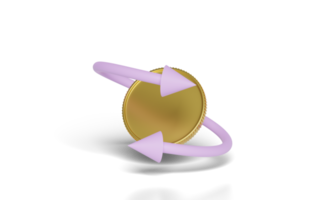 3d coin isolated on pink background. transfer arrows png