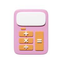 ícone de calculadora rosa 3D para finanças contábeis isoladas. ilustração de renderização 3d de conceito mínimo png