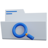 3d rendering white folder with search icon isolated png