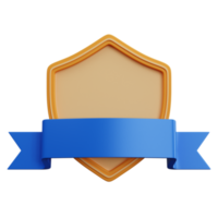 3d rendering shield with blue ribbon isolated