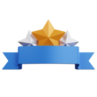 3d rendering three stars with blue ribbon isolated png