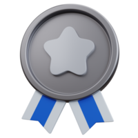 Medalla de estrella de plata de renderizado 3d aislada png