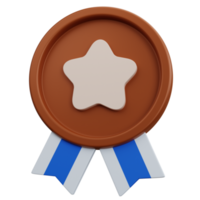 medalha de estrela de bronze de renderização 3d isolada png