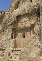 The massive tombs of Persian kings Darius and Xerxes near Persepolis in Iran photo