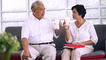 Asian elderly couple spending time together at home. photo