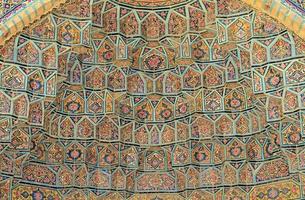 Tile design and mosaics on Nasir ol Molk mosque in Shiraz, Iran photo