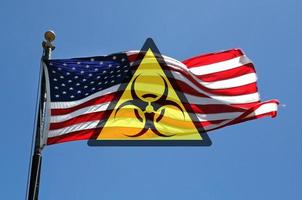 Coronavirus - American flag and bio hazard warning photo