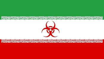 Iranian flag with a bio hazard symbol in the center photo