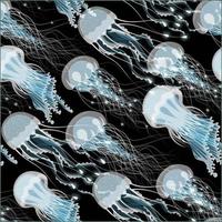 Illustration Seamless glowing jellyfish pattern photo