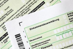 German annual income tax return declaration form for 2022 year close up. The concept of tax reporting in Germany photo