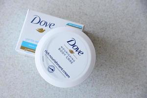 Production with Dove Logo on textured surface photo