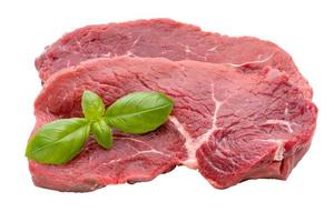 Fresh raw beef steak isolated on white. photo