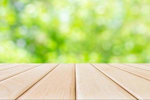 Empty Wood Table Bokeh Background photo