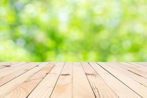 Empty Wood Table Bokeh Background photo