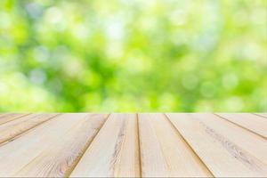 Empty Wood Table Bokeh Background photo