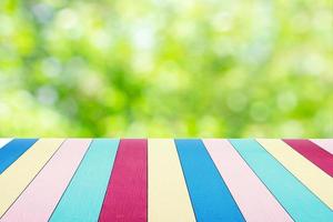 Empty Wood Table Bokeh Background photo