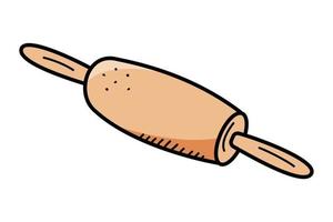 Vector icon rolling pin, doodle illustration of kitchen utensils, for baking and dough.