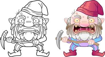 cartoon funny monster gnome vector