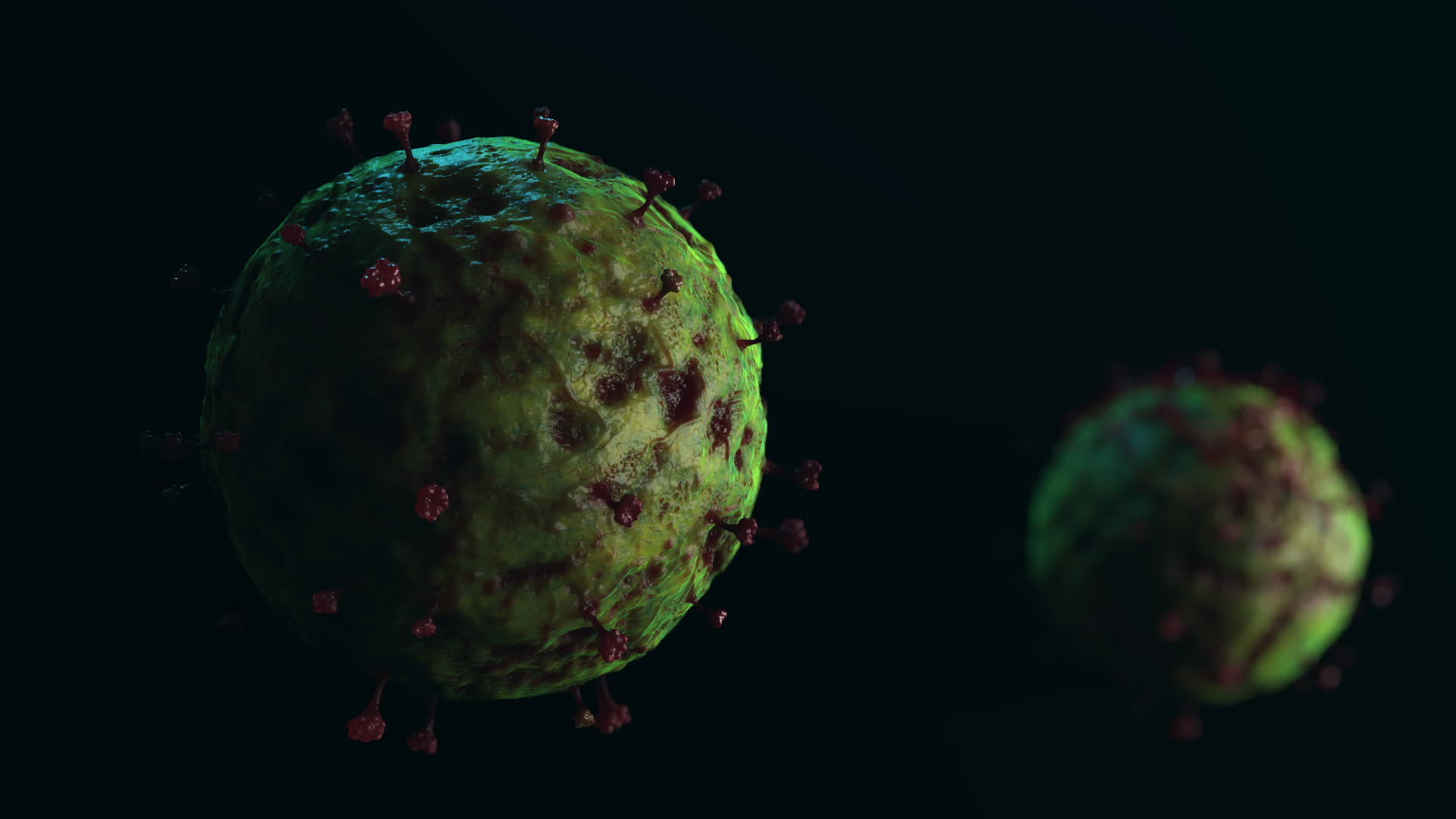 various viruses flying in space . simulation of viruses and other forms