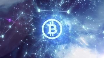 icono de bitcoin contra el cielo video