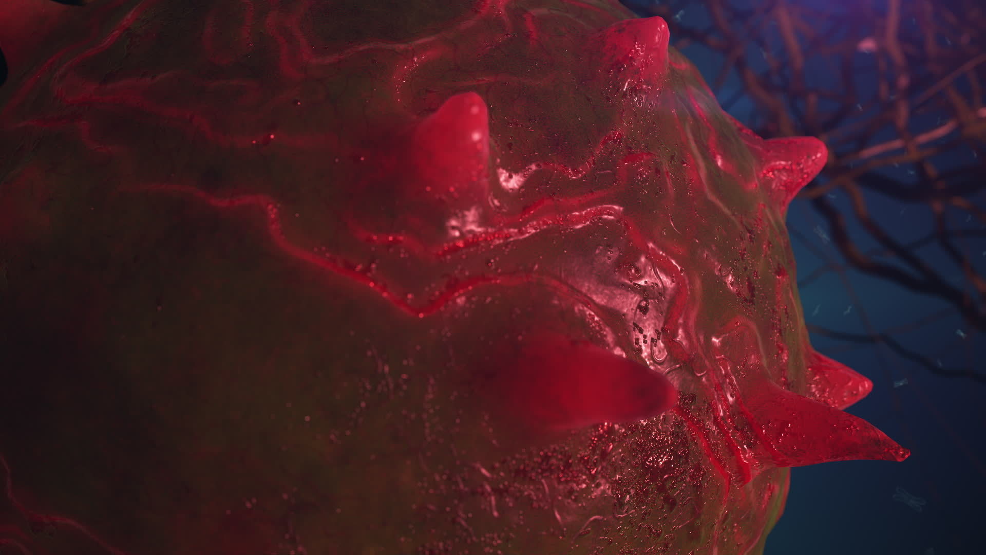 Various viruses flying in space simulation of viruses and other forms