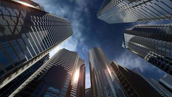 centre d'affaires du quartier des affaires. timelapse de gratte-ciel en miroir. concept d'entreprise, d'entreprise et de finance video