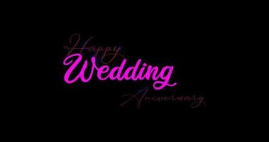 Happy wedding aniversary text animation. Alpha channel. saber animation video