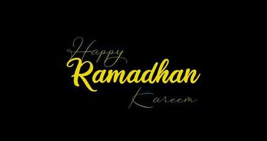 Lycklig Ramadhan kareem text animation. alfa kanal. sabel animering video