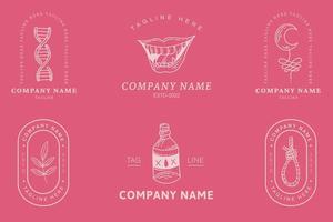 Minimalist Mystical Logo Templates With Element On Light Red Pastel. vector